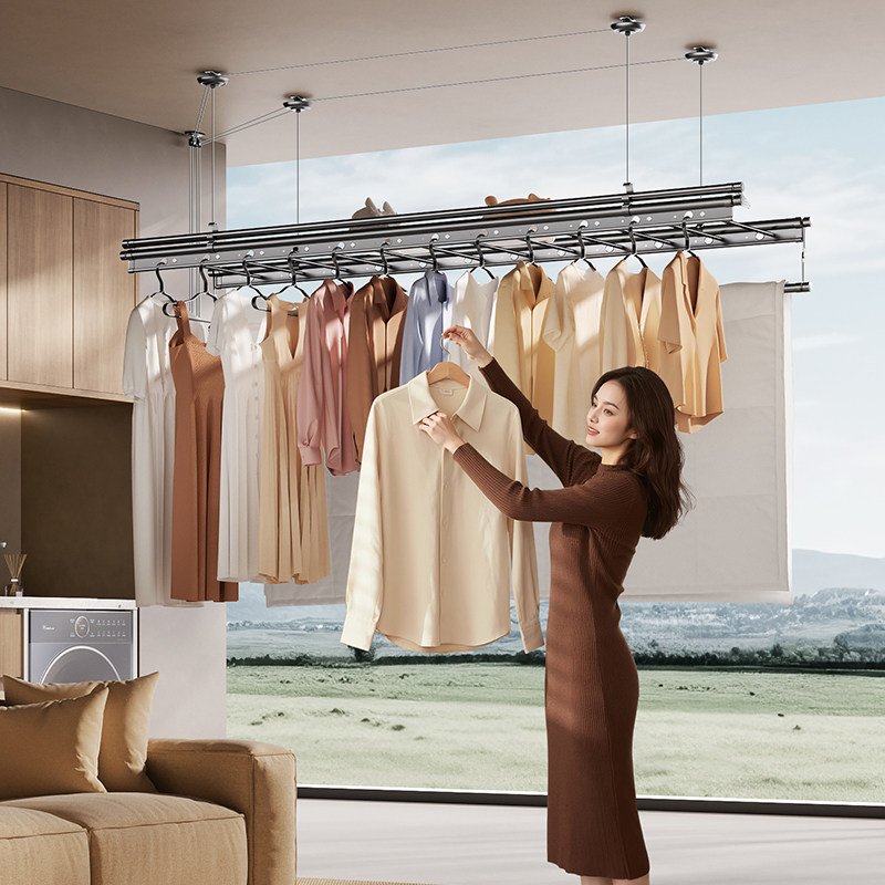 【政府补贴15%】升降晾衣架手摇器阳台室内家用晾晒衣杆神器顶装