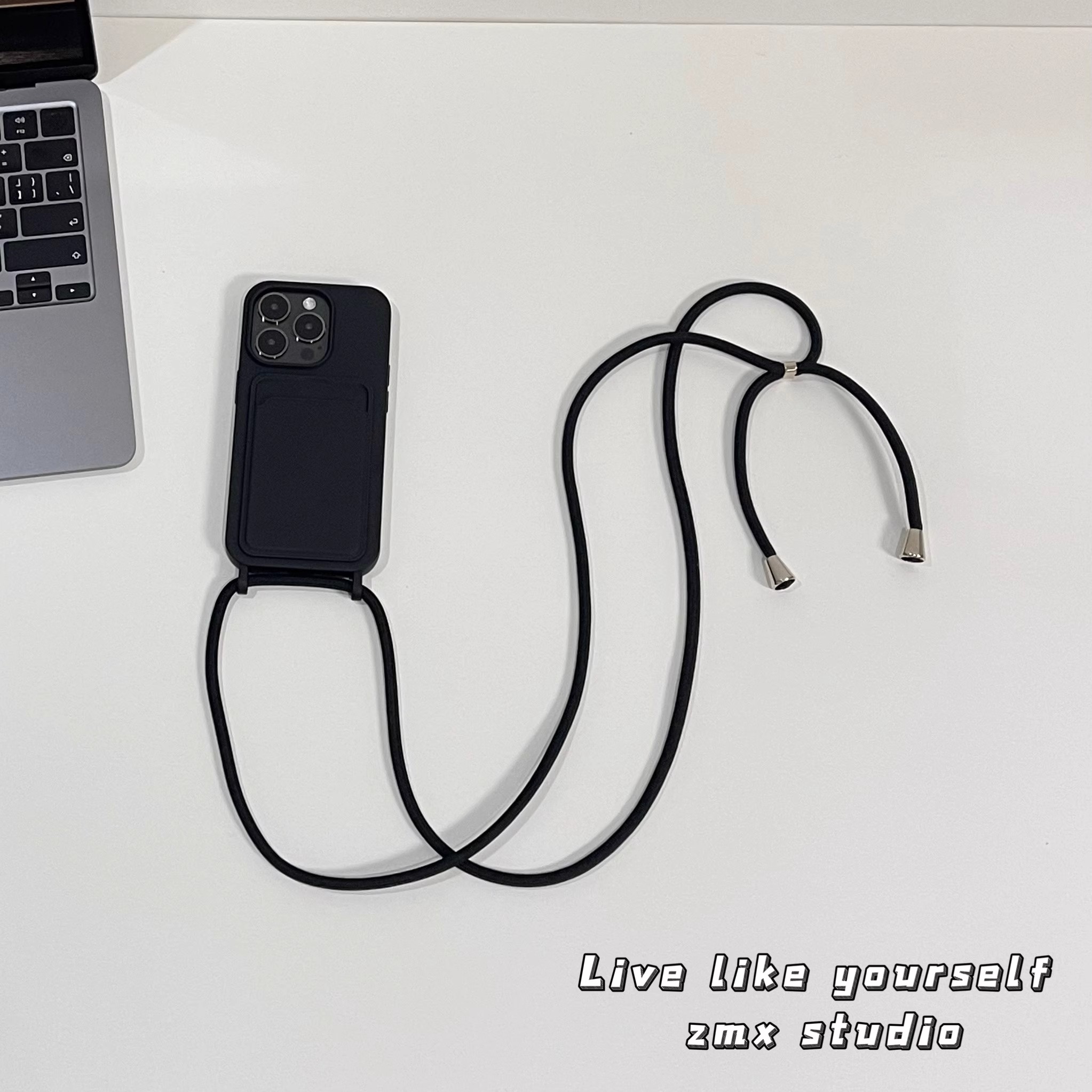 ins风秋冬复古棕高级灰斜跨可调节背带挂绳插卡手机壳适用17iPhone15promax14软壳硅胶苹果16/13保护套12/11