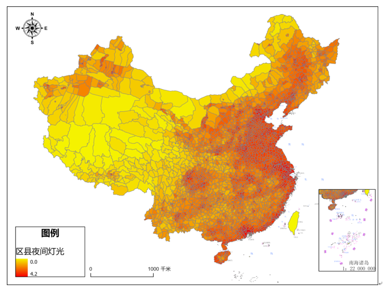 夜间灯光数据经过矫正省市县三级最新1992-2022shp格式Excel/整26 - 图0