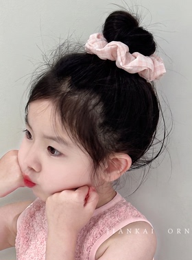 甜美格纹碎花大肠发圈儿童女