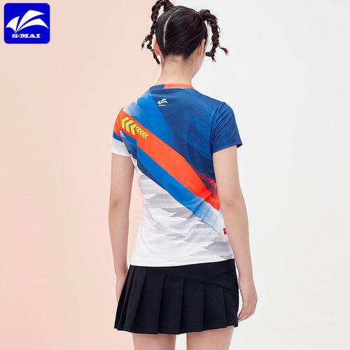 速迈夏季新款羽毛球服运动套装速干团队服短袖排球T恤上衣男女款 - 图3