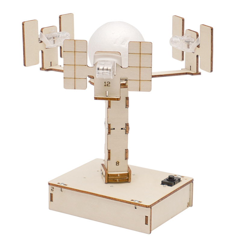 小学生木制拼装DIY地球同步卫星模型科技小制作儿童趣味科教模型-图2