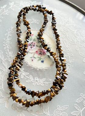 中古天然虎睛石不规则原石长项链