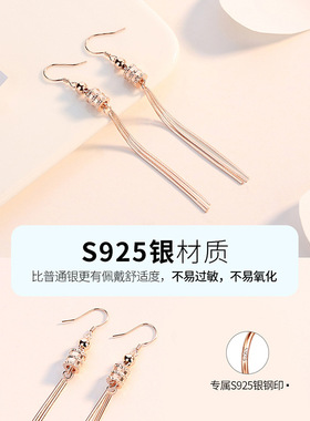 小蛮腰耳环女纯银长款气质小众