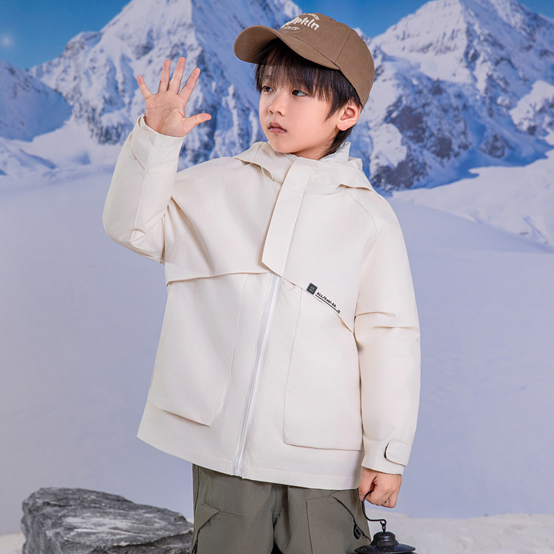 女童冲锋衣三合一户外登山服防风防水中大童羽绒服男童摇粒绒外套 - 图0