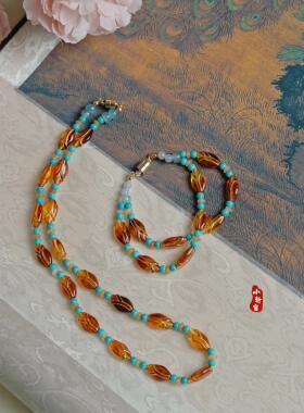 小轩窗绿松石女复古项链