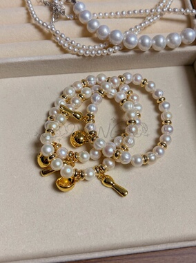 原创设计金饭碗天然淡水珍珠好运女手链新年限定款轻奢小众礼物