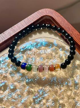 澜山能量黑曜石手链碧玺招财