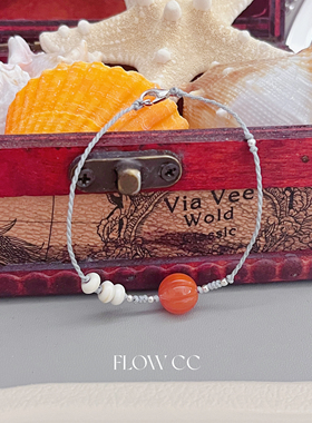 原创设计小众复古手工编织s925银珍珠南瓜南红手链新中式女饰品