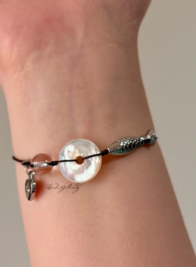 2YANG原创设计不语新中式天然白蝶贝母平安扣手链女百搭简约