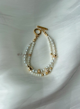 2YANG原创设计「涟漪」天然珍珠双层叠戴手链女百搭简约单品
