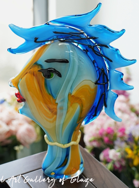 穆拉诺琉璃人脸轻奢摆件现代艺术