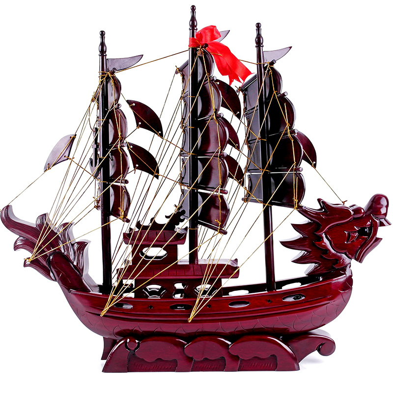 红木工艺品木制一帆风顺帆船模型摆件实木质客厅摆设家居开业礼品 - 图1