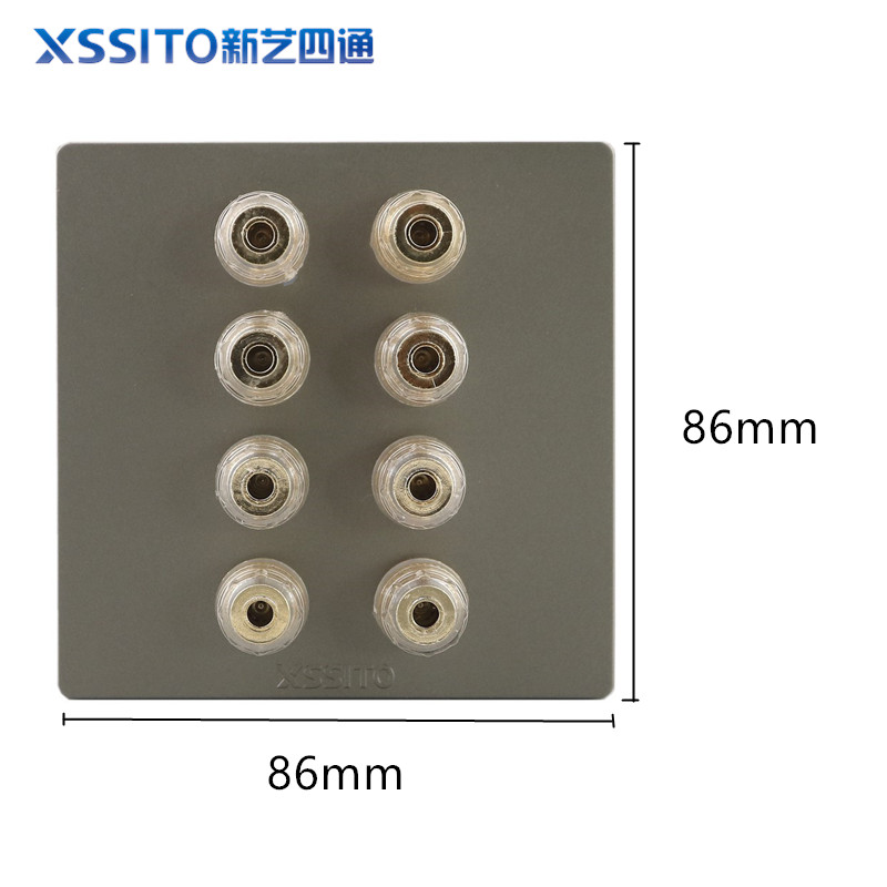 XSSITO一位二位音箱音频纯铜音响插座面板灰色接线柱功放喇叭86型 - 图0
