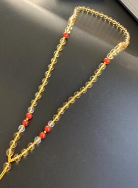 百搭黄水晶黄金蜜蜡挂绳手工编绳