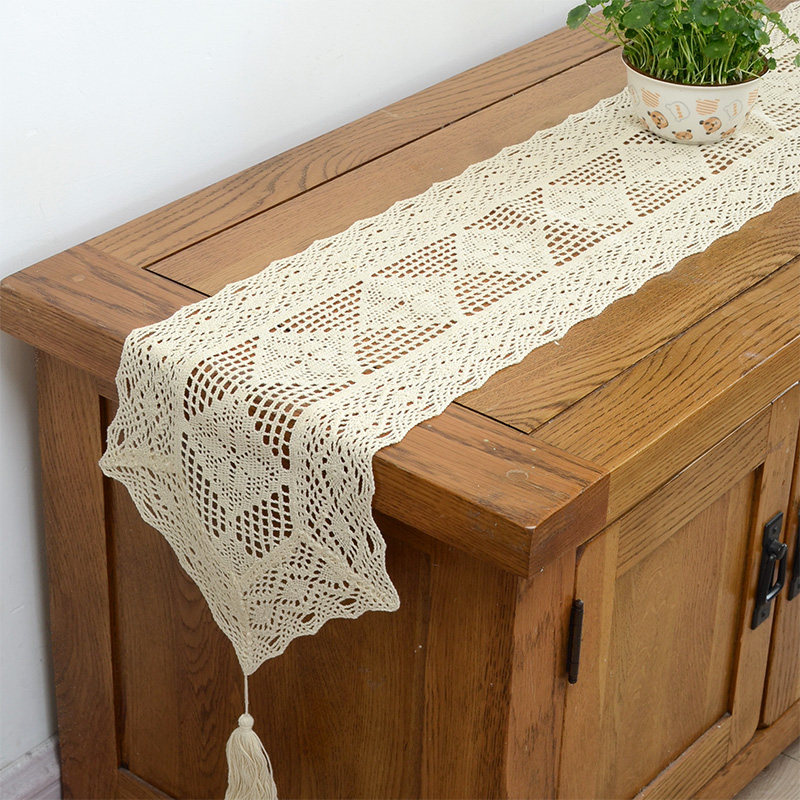 田园棉线镂空仿钩针桌旗美式复古餐桌茶几垫电视柜五斗柜盖布盖巾,淘宝优惠券,粉丝福利购,淘宝优惠卷