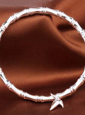 竹节手镯s纯银女实心闭口