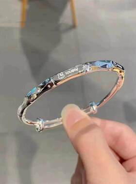 新款纯银手镯女Lucky幸运