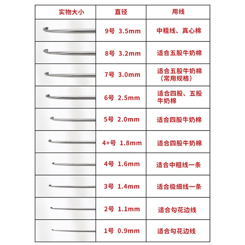 可钩牌钩针两根装手工不锈钢针diy勾织毛线毛衣玩偶编织工具套装 - 图2