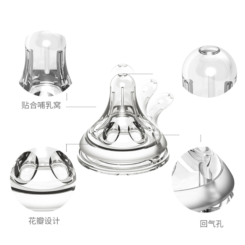 日康婴儿奶嘴适配贝亲婴儿通用宽口径十字孔乳感宝宝硅胶实感奶嘴
