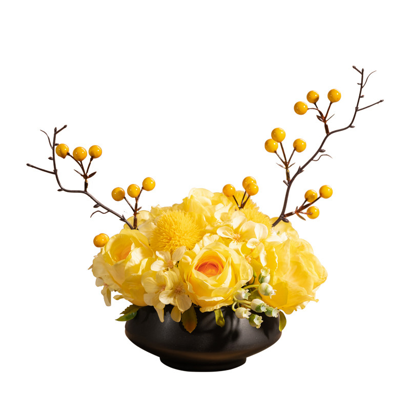 高端轻奢现代室内摆件装饰品酒店饭店圆桌转盘中间摆件花卉仿真花,淘宝优惠券,粉丝福利购,淘宝优惠卷