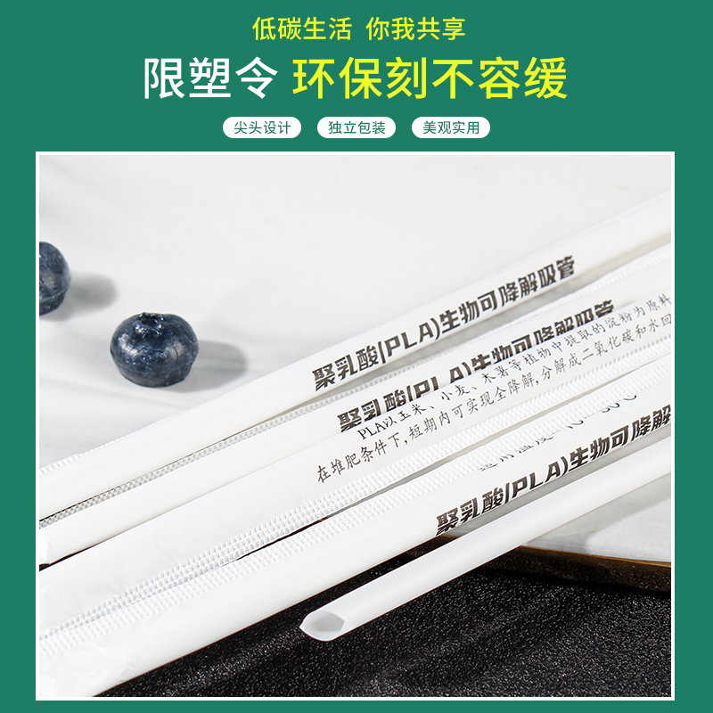 一次性环保细吸管单独包装饮料豆浆奶茶pla可降解塑料单支尖头 - 图1