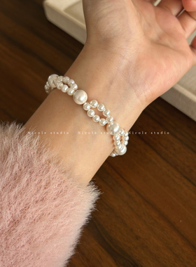 光与夜之恋【夏鸣星】主控同款双层珍珠贝珠手链法式高级手串衍生