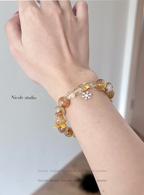 恋与深空【黎深】原创印象手链天然水晶黄塔晶手串纯银饰品周边