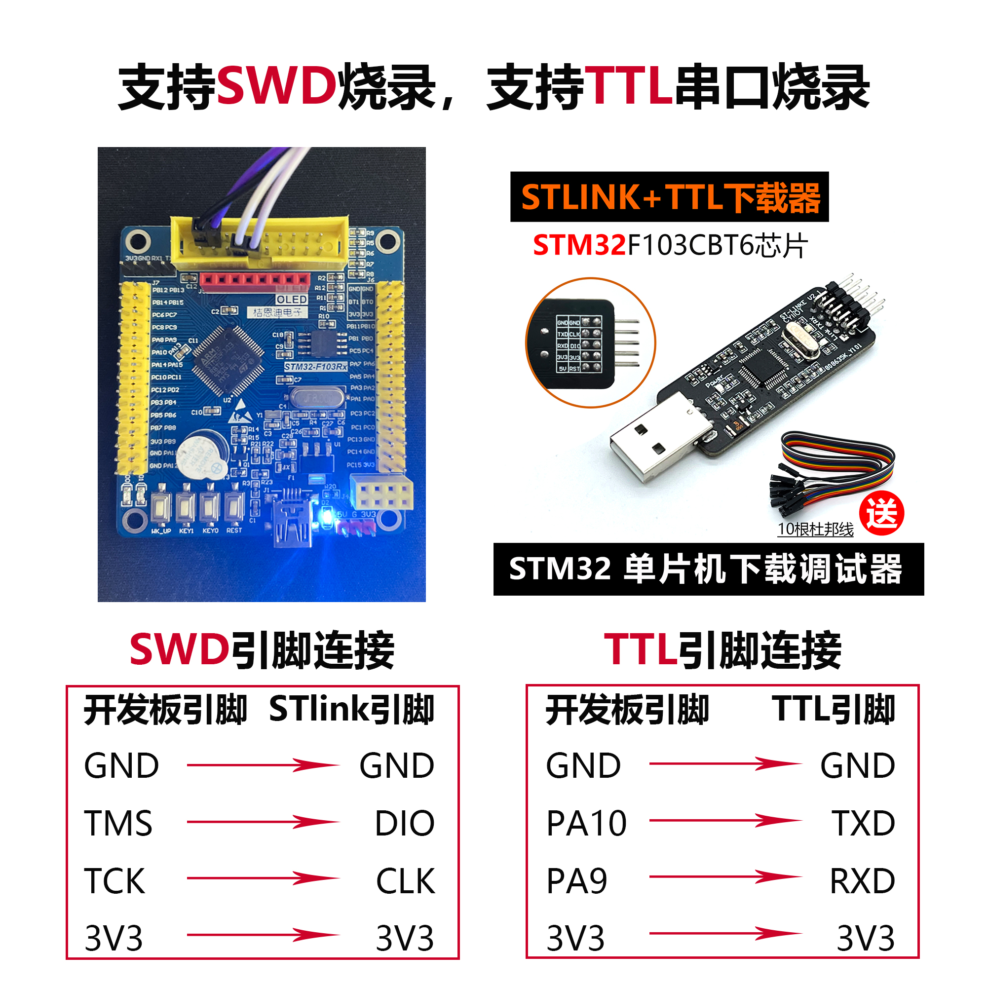 STM32开发板RBT6/R8T6核心板STM32F103RET6最小系统arm corte-M3 - 图1