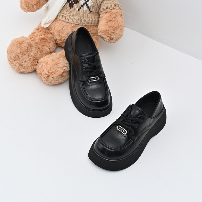 KDS经典鲨女鞋2025年春季新百搭黑色圆头平底系带舒适单鞋小皮鞋,淘宝优惠券,粉丝福利购,淘宝优惠卷