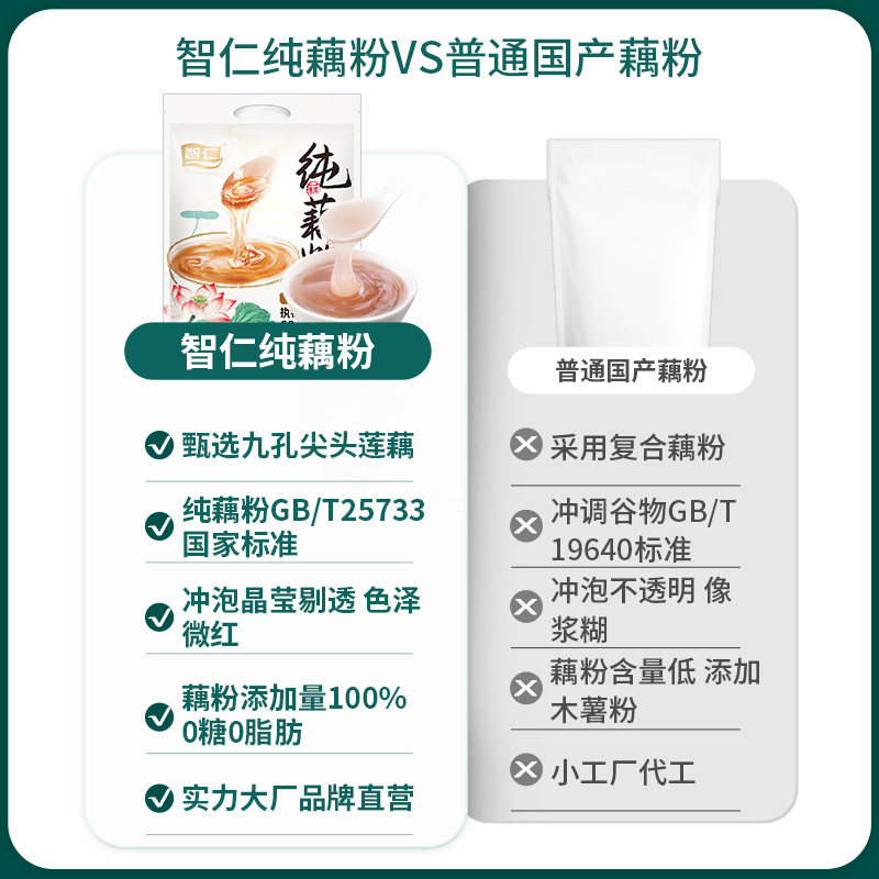 智仁藕粉纯藕粉纯正莲藕粉官方旗舰店正品西湖耦孕妇正宗独立小袋