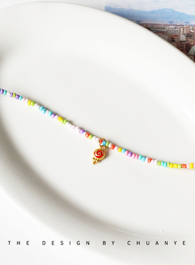 川野韩系原创设计彩色棒棒糖项链新款甜美吊坠·轻奢小众可爱饰品
