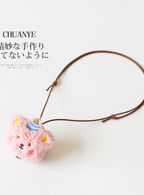 川野日韩卡通毛绒小熊项链