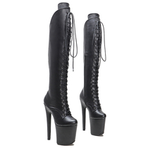 Leecabe New Hate Days High Boots Steel Tube Dance Over Knee Boots Sexy Model Matt 20CM High heels with womens shoes 5BX