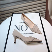 A D Hepburn ~ French type Water Diamond High heel Shoe woman 2023 Spring new fine heel Pointed Shallow Mouth Single Shoe Dresses Shoes