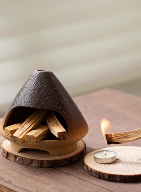 陶瓷香薰炉耐明火燃烧圣木鼠尾草雪松氛围小壁炉秘鲁木燃烧炉