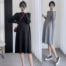 Pregnancy Woman Dress Autumn Winter New Sweater Dress in Korean version of the long section Conspiculy Slim Fit Dress Winter style Bottom Stitch Cardiovert Dress