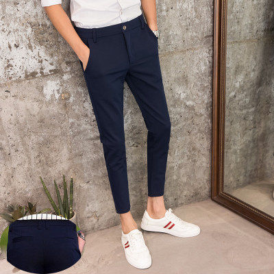 韩版西服裤子潮男九分裤修身型小脚裤黑色免烫西裤百搭休闲西装裤,淘宝优惠券,粉丝福利购,淘宝优惠卷