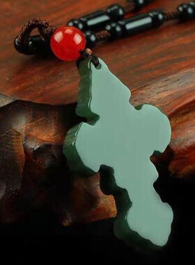 和田玉十字架吊坠.新疆十字架挂件.天然十字架男女项链玉石玉坠