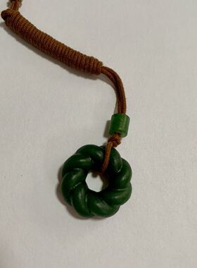 和田玉碧玉挂件麻花平安扣.籽料碧玉平安扣男女吊坠