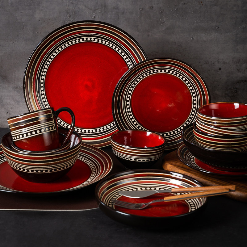 玉泉盘子碗套装组合家用高级感单个高颜值特别好看的吃饭碗复古风,淘宝优惠券,粉丝福利购,淘宝优惠卷