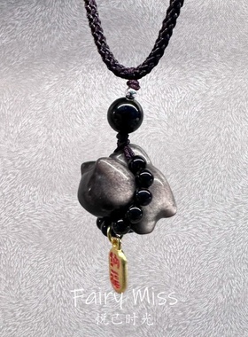银耀石猫咪毛衣项链创意个性挂件