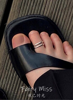 双层银色开口脚趾戒指简约冷淡风
