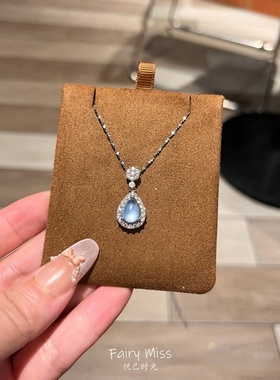 蓝眼泪小众设计天然海蓝宝纯银链