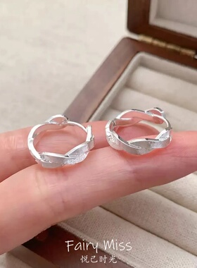 简约轻奢扭纹编织金银双色耳圈