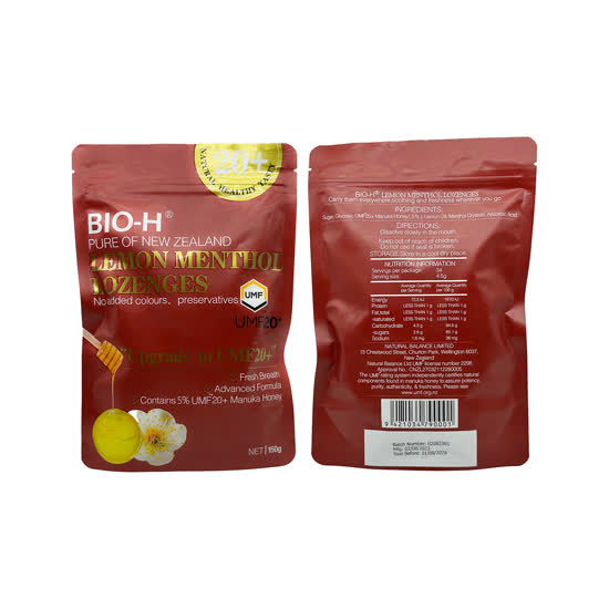 BIO-H麦卢卡UMF20+蜂蜜柠檬薄荷味硬糖4袋装 150g/袋 - 图0