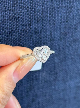 密镶爱心戒指女生心形指环银饰小众情侣时尚礼物送女友潮