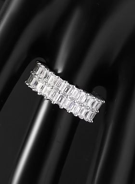 双圈镶钻戒指女指环Eclat纯银双排食指戒轻奢气质时尚礼物