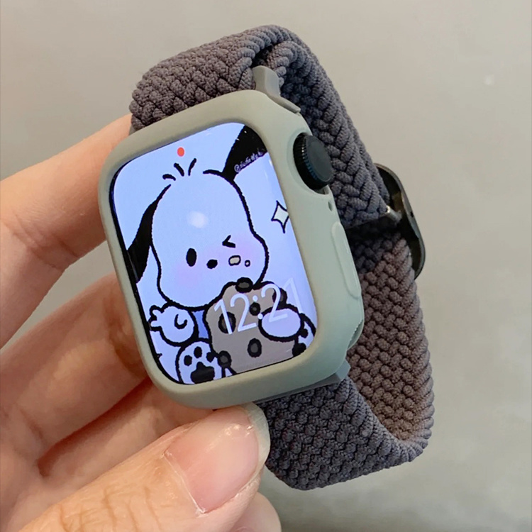 适用applewatch滑扣编织弹力表带套装iwatch可调节尼龙7654321SE - 图1