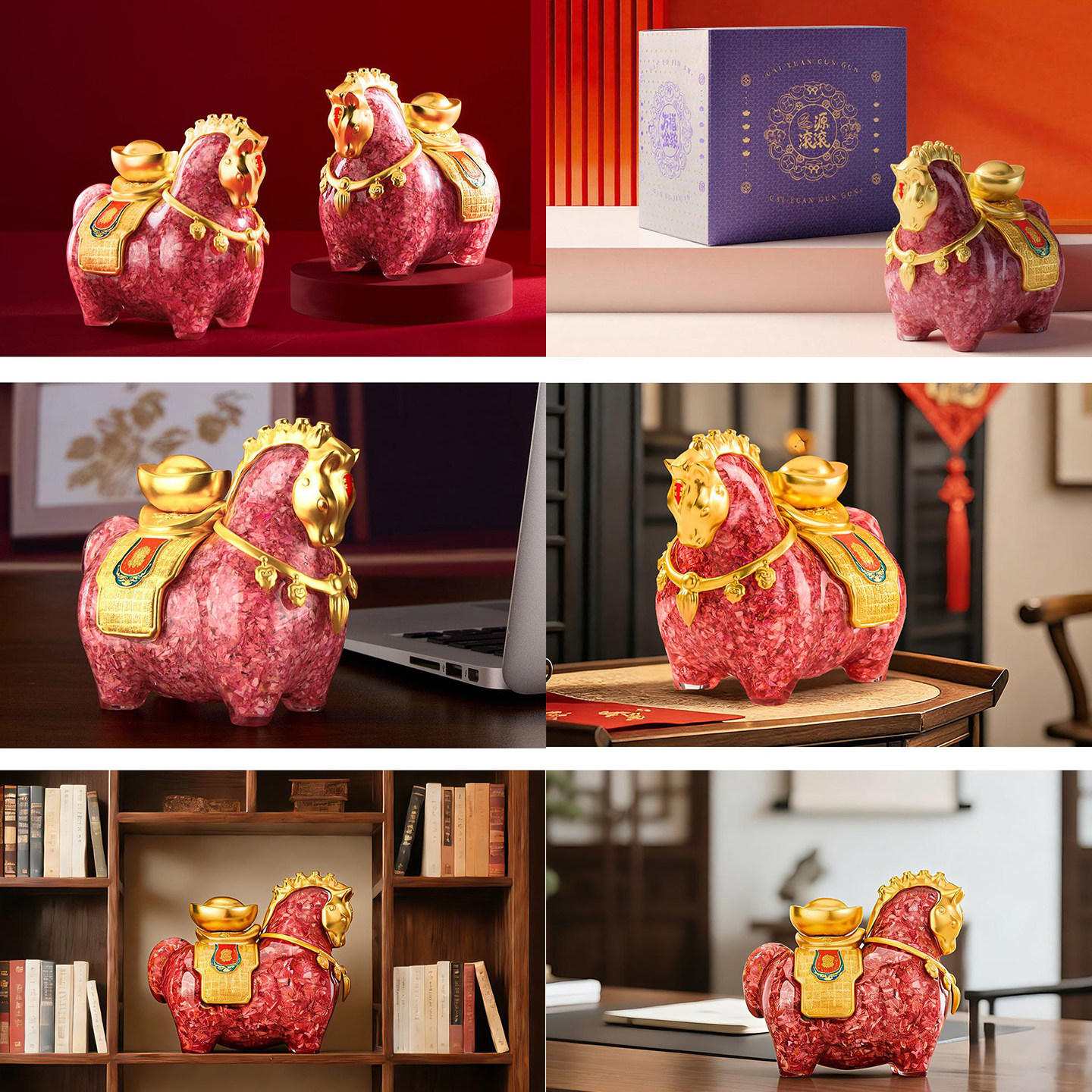 南昌印钞鸿运当头马上有钱客厅办公桌面碎钞招财摆件年会伴手礼品